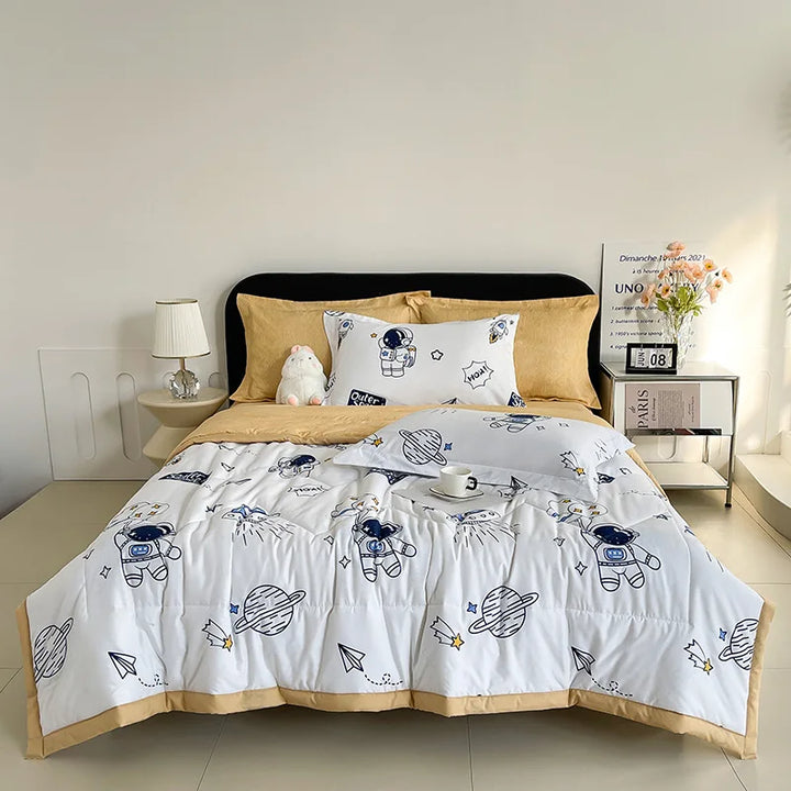 CALORA_ Plaid Koel Deken | Washed Katoen Lichtgewicht Comforter