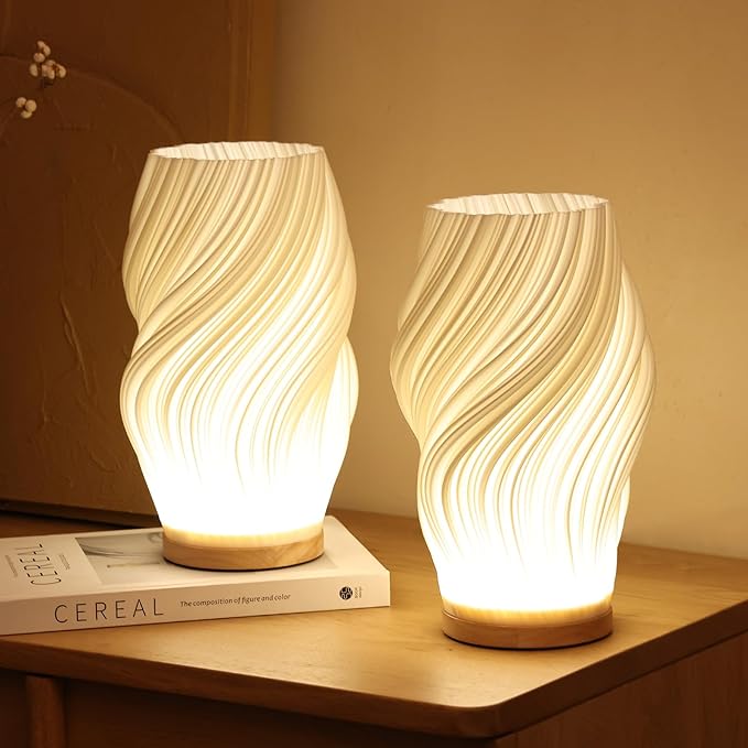 CALORA_ Pablité 'Serene Wavecrest'| Moderne Tafellamp met Golfvormige Shade