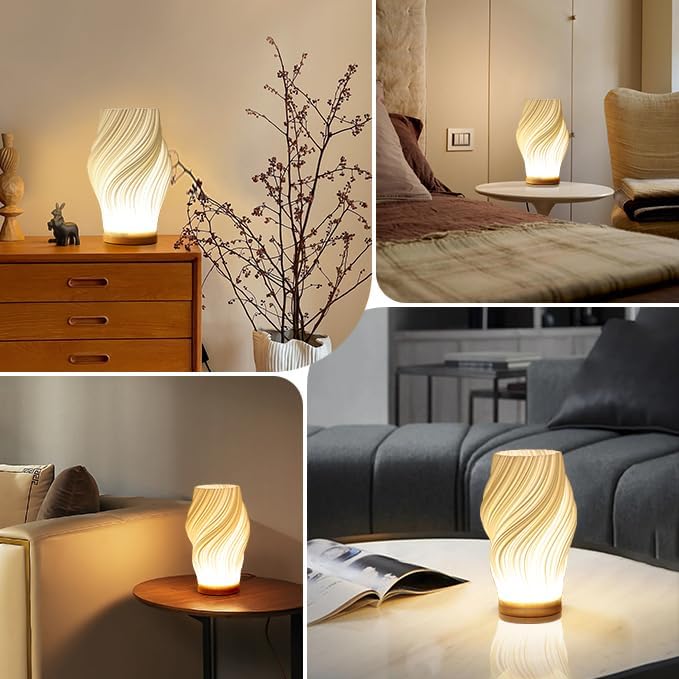CALORA_ Pablité 'Serene Wavecrest'| Moderne Tafellamp met Golfvormige Shade