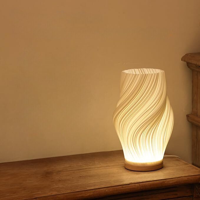CALORA_ Pablité 'Serene Wavecrest'| Moderne Tafellamp met Golfvormige Shade