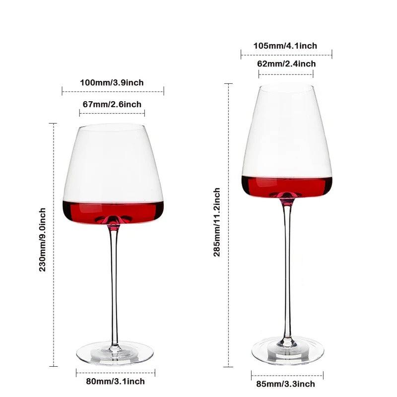 CALORA_ Sets van 4 en 6 Handgemaakte Kristallen Wijn- en Champagneglazen
