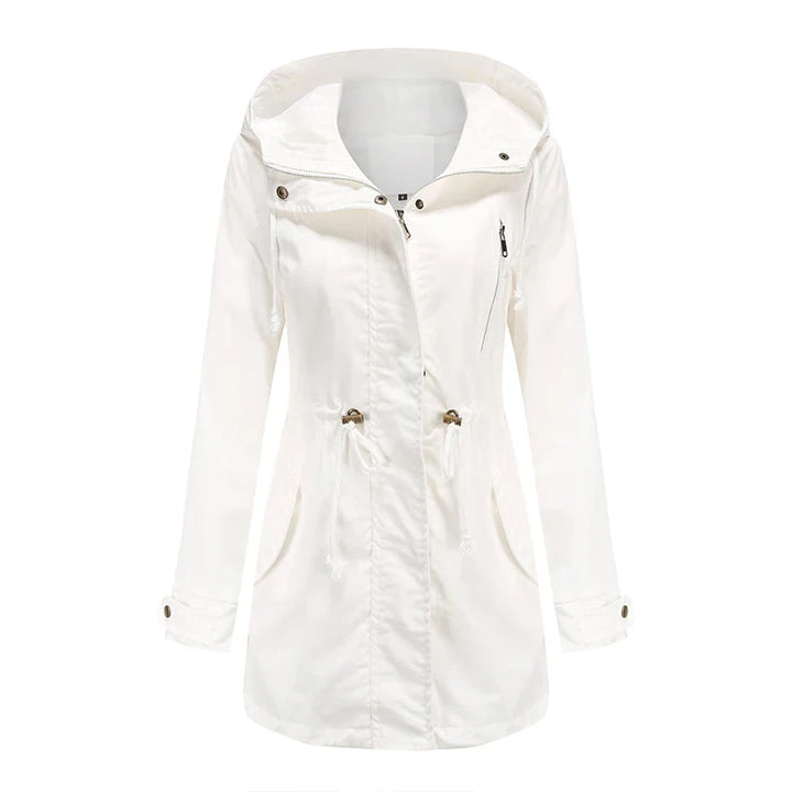 Dames katoenen trenchcoat met capuchon