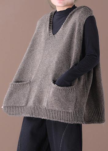 losse grote maat gebreid vest met capuchon Sweaterjas