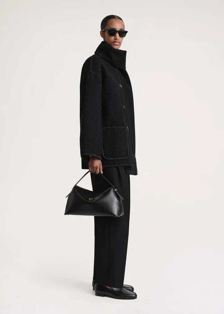 CALORA_ Unieke Katoenen Jas met Sjaal en knoopsluiting