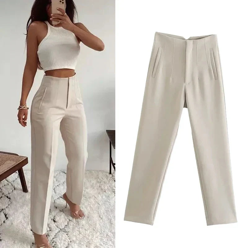 Daline | Elegante geplooide Pantalon met hoge taille