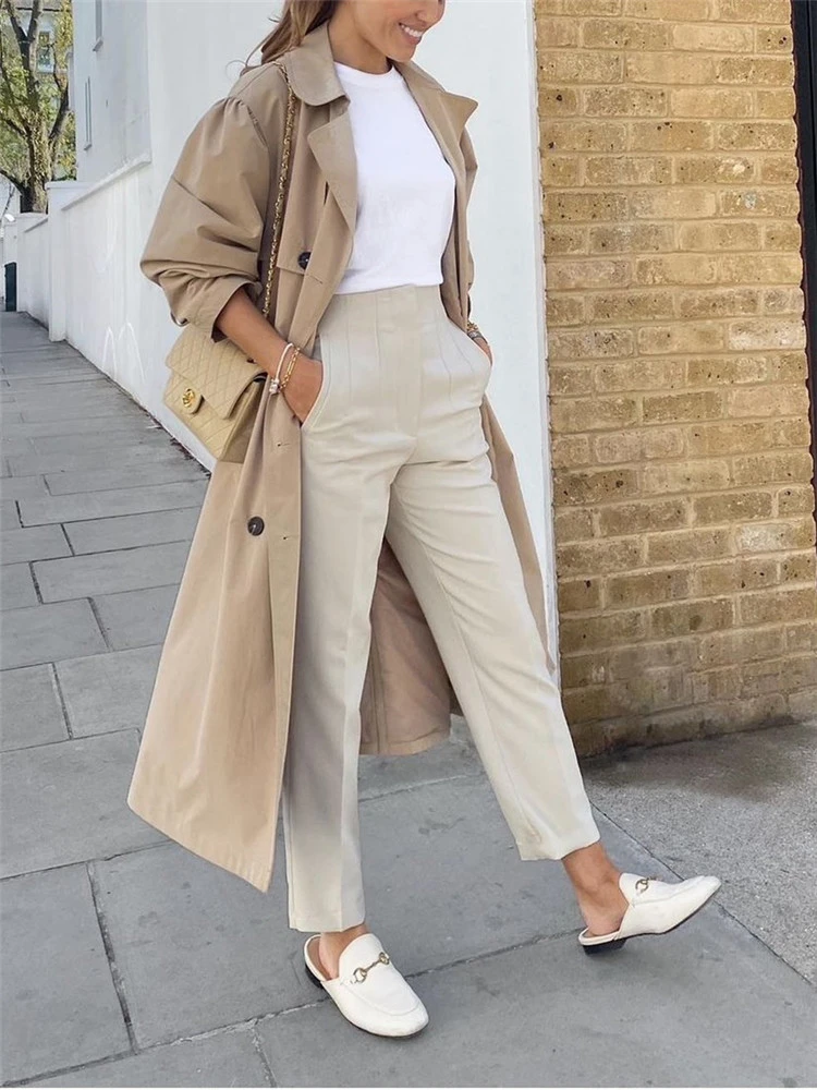 CALORA_ Nette Kleurrijke Dames Pantalon met Hoge Taille