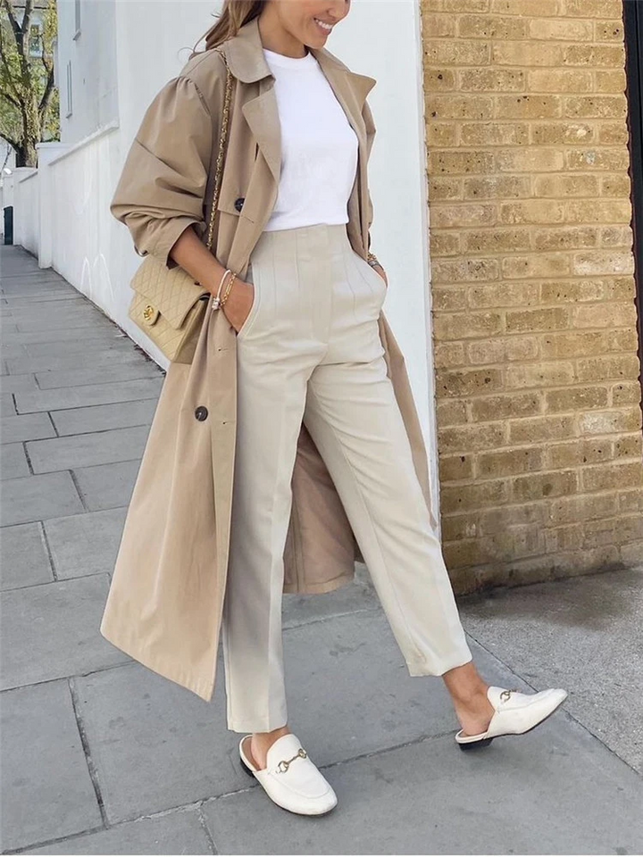 CALORA_ Nette Kleurrijke Dames Pantalon met Hoge Taille