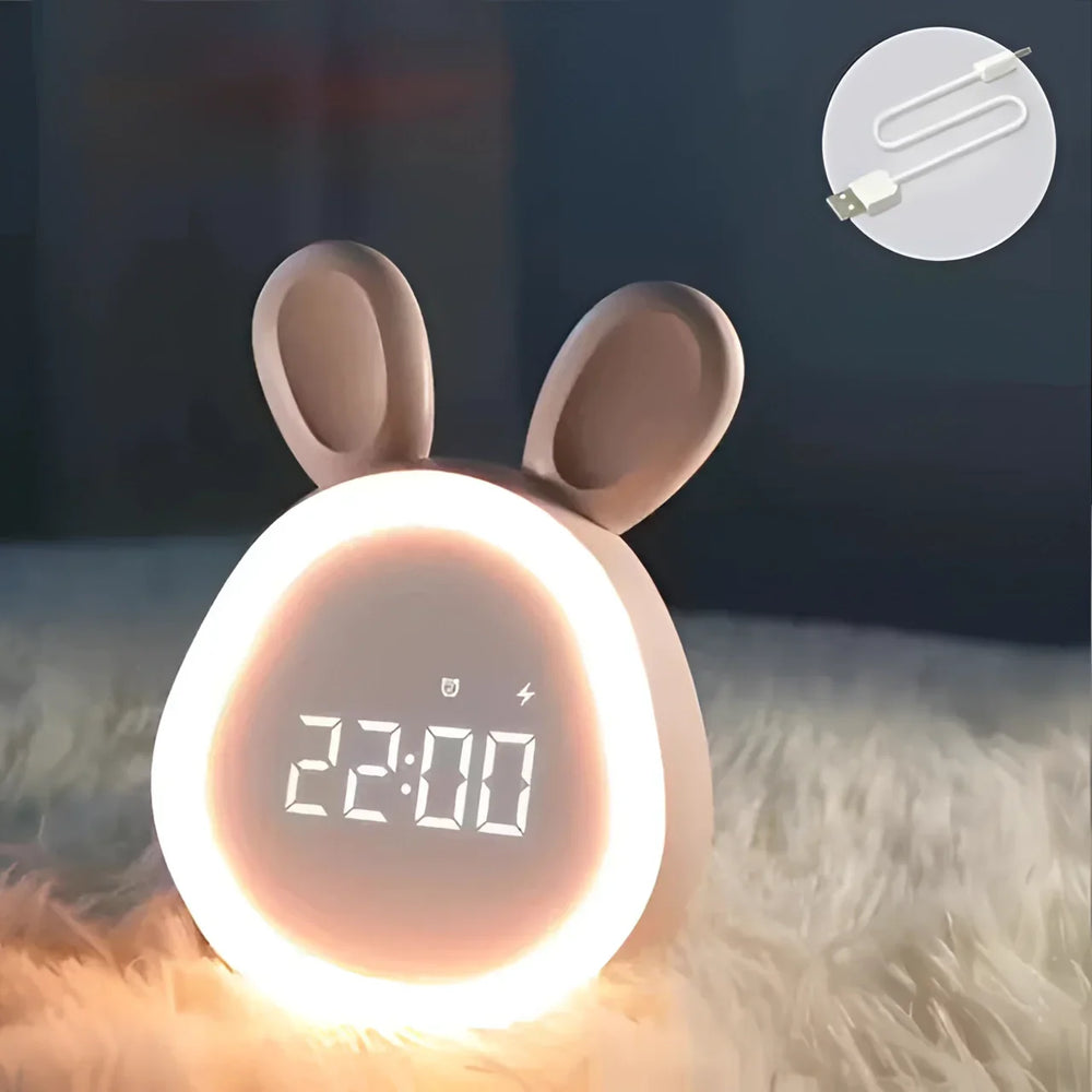 CALORA_ Bunny LED Konijnenklok - Kindernachtlamp en Oplaadbaar via USB