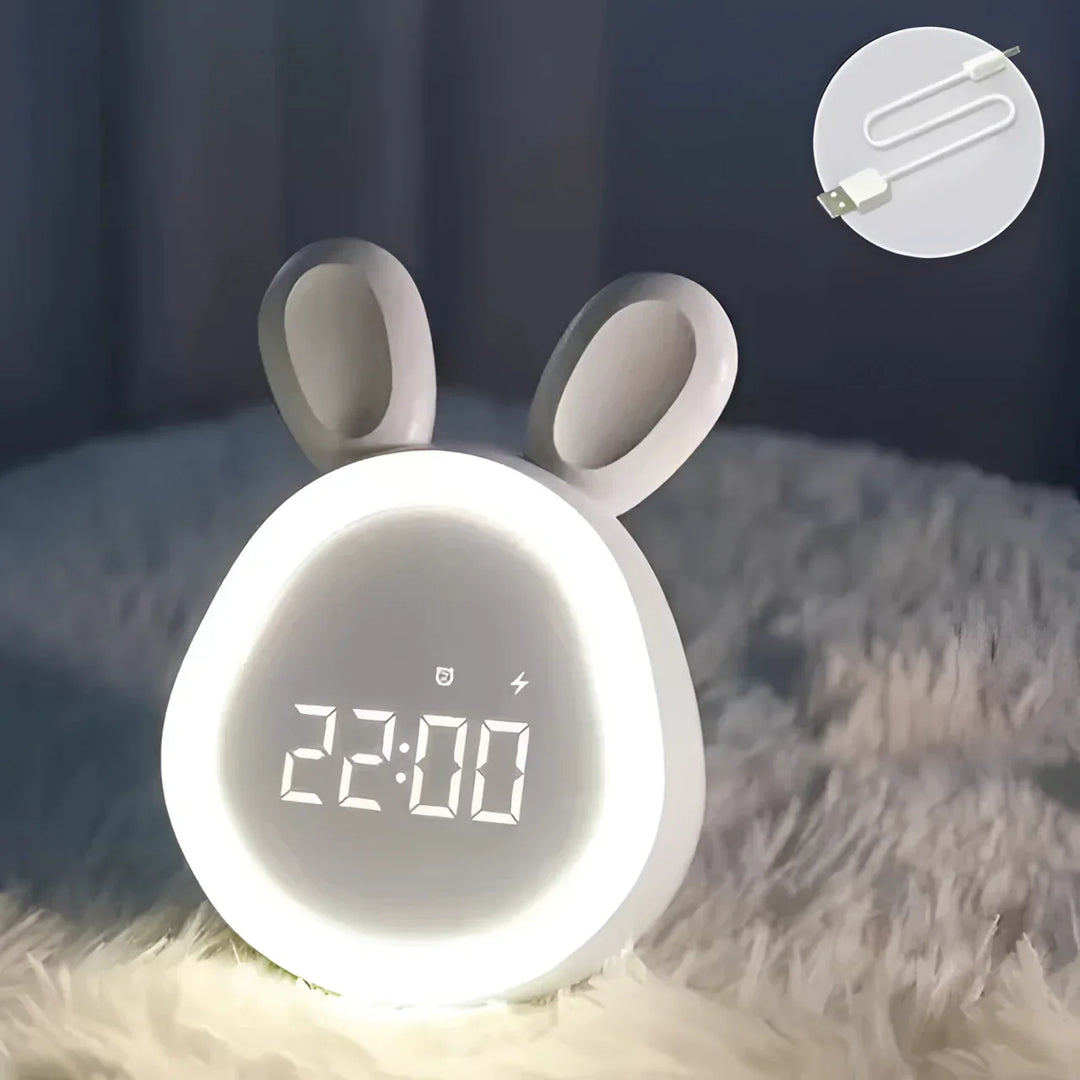 CALORA_ Bunny LED Konijnenklok - Kindernachtlamp en Oplaadbaar via USB