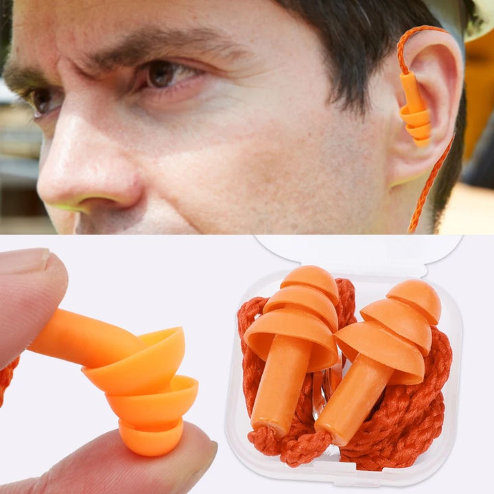 CALORA_ ProtecGear | Siliconen Oordoppen met Koord - Gehoorbescherming, Geluidsreductie