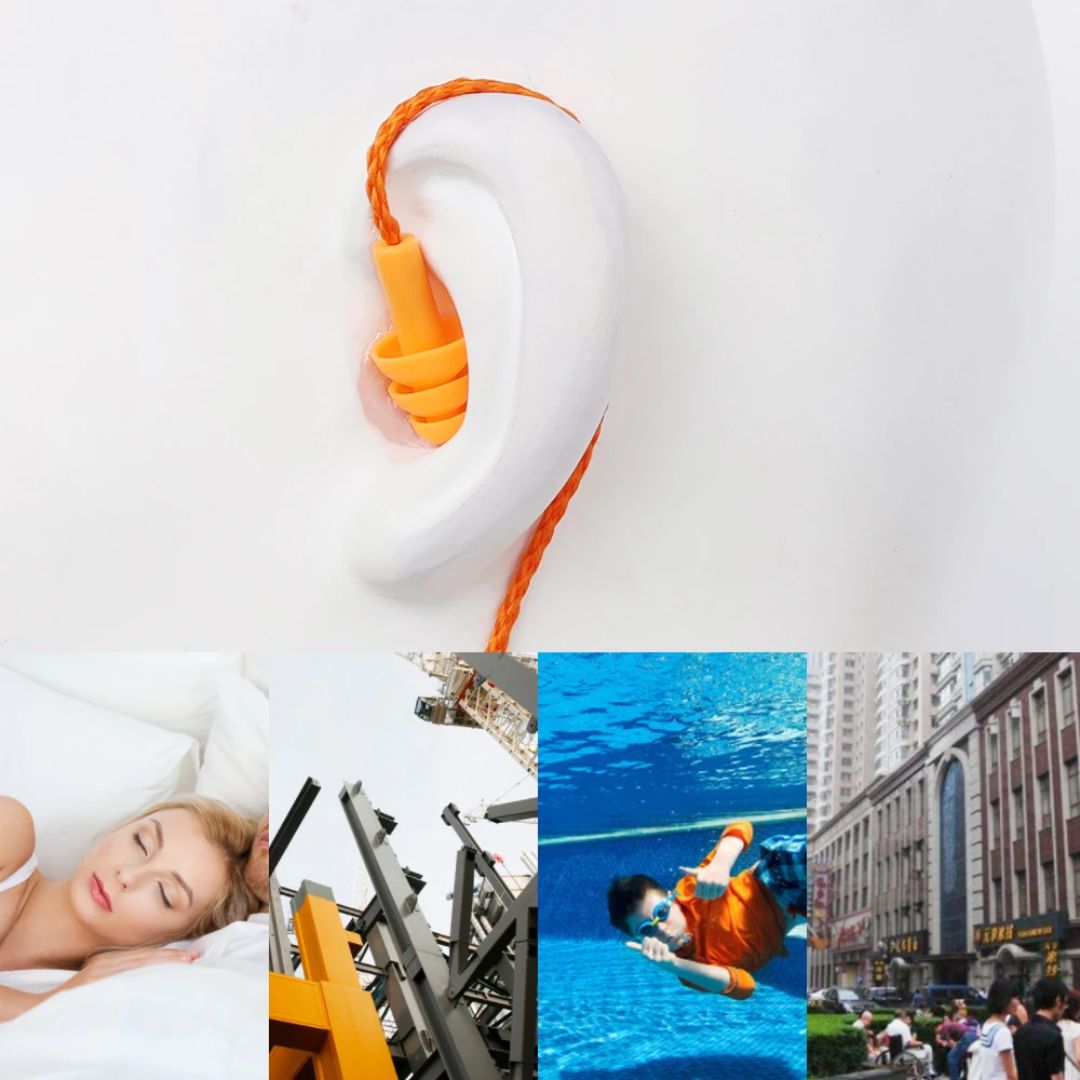 CALORA_ ProtecGear | Siliconen Oordoppen met Koord - Gehoorbescherming, Geluidsreductie