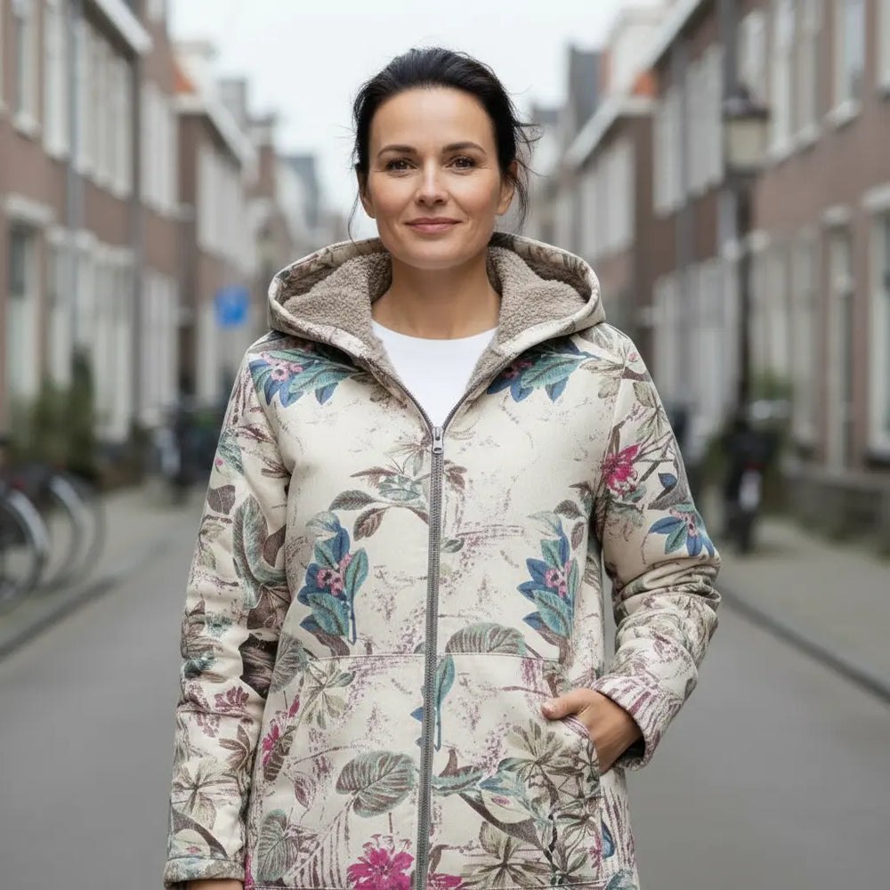 CALORA_ Cora | Warme Gebloemde Winterjas