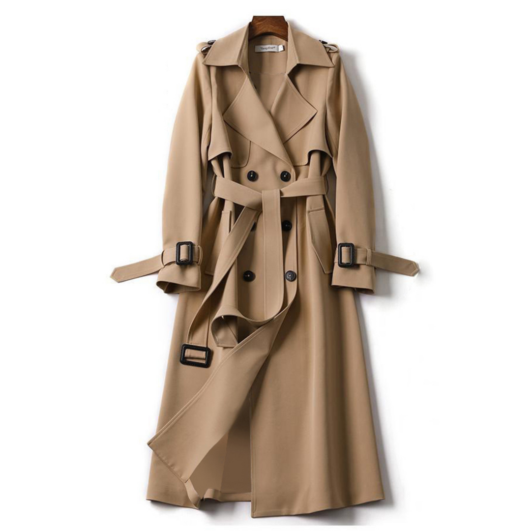 Renée | Dames double-breasted lange lente trenchcoat