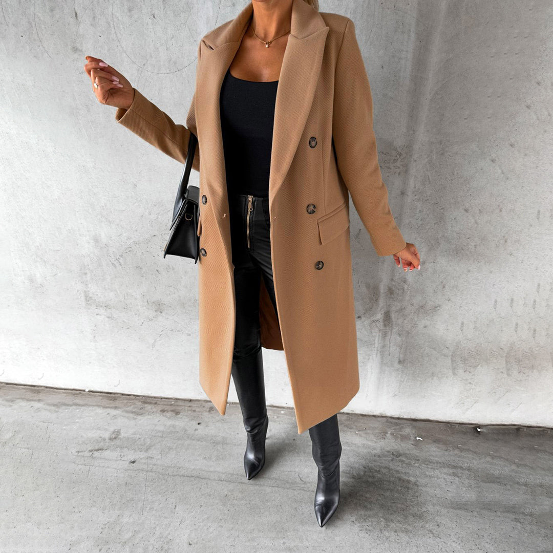 Clare | Dames winter trenchcoat met dubbele rij knopen