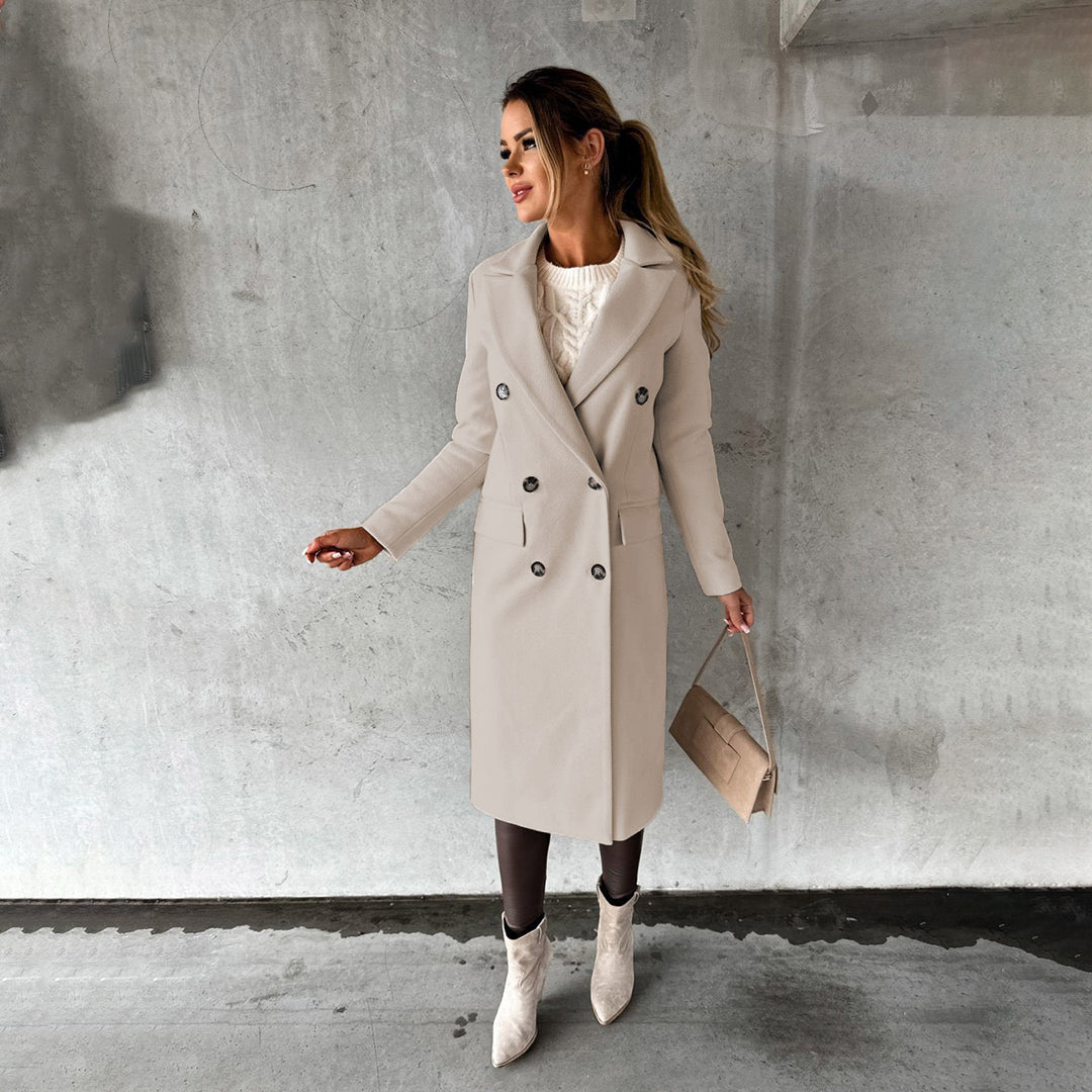 Clare | Dames winter trenchcoat met dubbele rij knopen