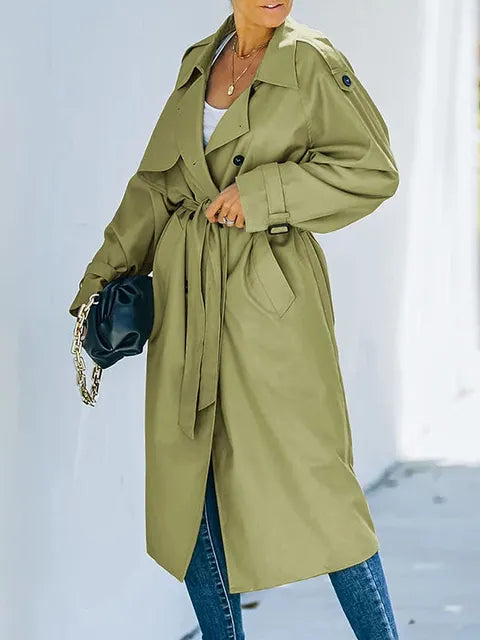 Pravina | Dubbele Lange Trenchcoat