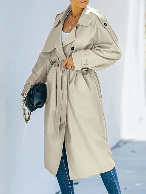 Pravina | Dubbele Lange Trenchcoat