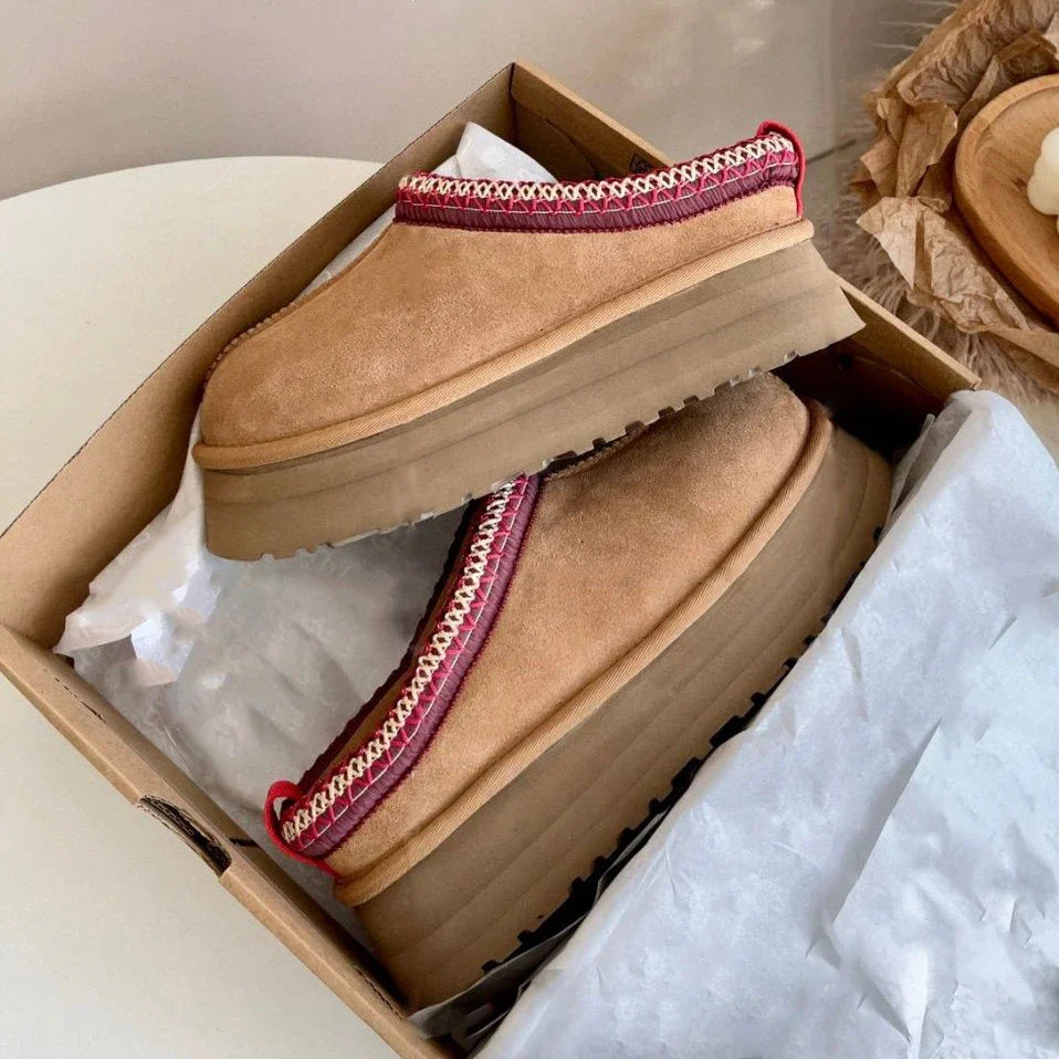 CALORA_ Dames Winter Ultra Mini Plateau Enkellaarsjes Met Bont