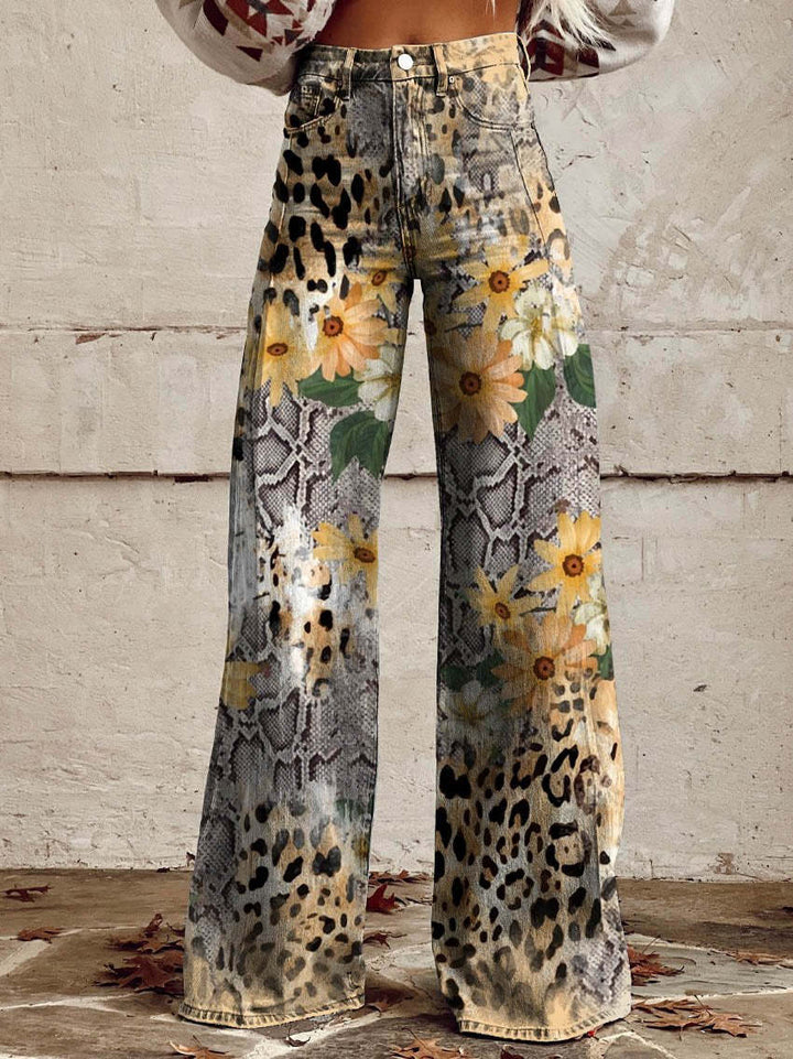 CALORA_ Yanin | Kleurrijke vintage Viscose Broek met print
