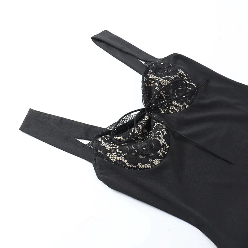 A-Line Lace Mini Jurk met Gevoerde Breed Strap en Kant-Feest Jurken-Calora-S-Calora