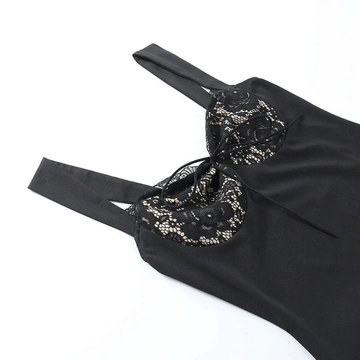 A-Line Lace Mini Jurk met Gevoerde Breed Strap en Kant-Feest Jurken-Calora-S-Calora