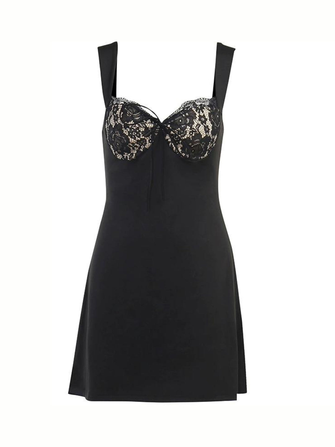 A-Line Lace Mini Jurk met Gevoerde Breed Strap en Kant-Feest Jurken-Calora-S-Calora