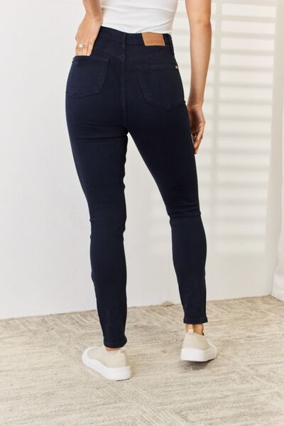 Elvira | Zwart geverfde Skinny Jeans met buikcontrole