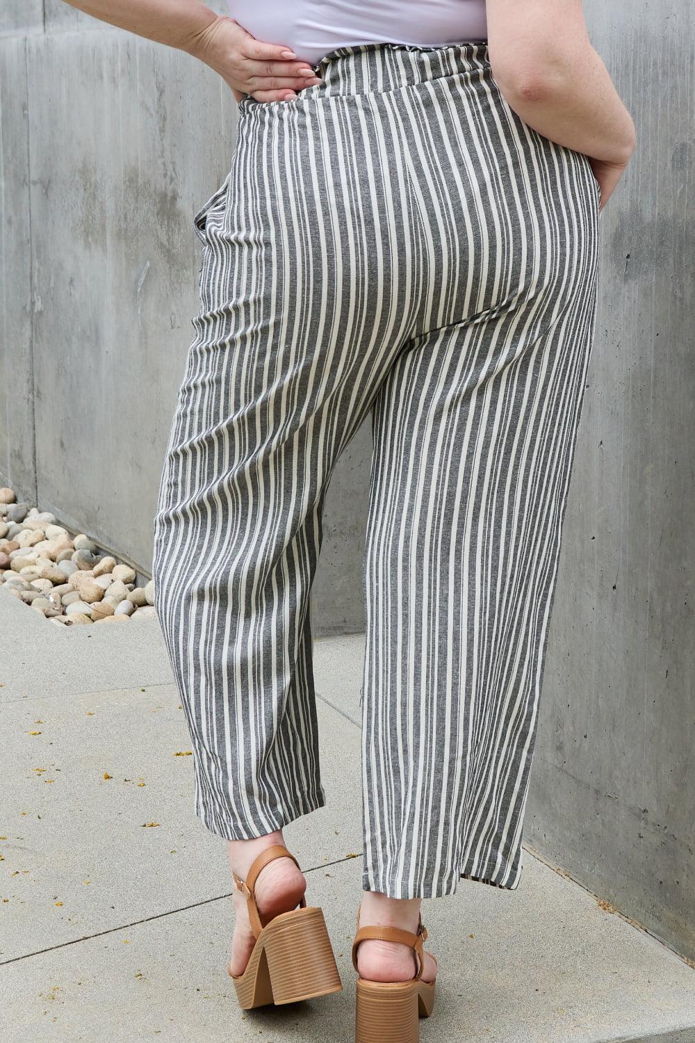 Gestreepte Culotte broek met paperbag taille