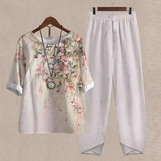 Amorelle | Comfortabele Zomerset - Bloemen Wit - #Calora#