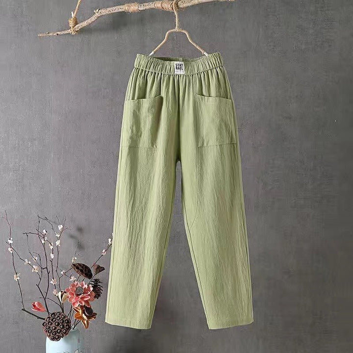 Amorissa | Casual Katoen Linnen Broek - Linnen zomer Set dames - Groen - #Calora#