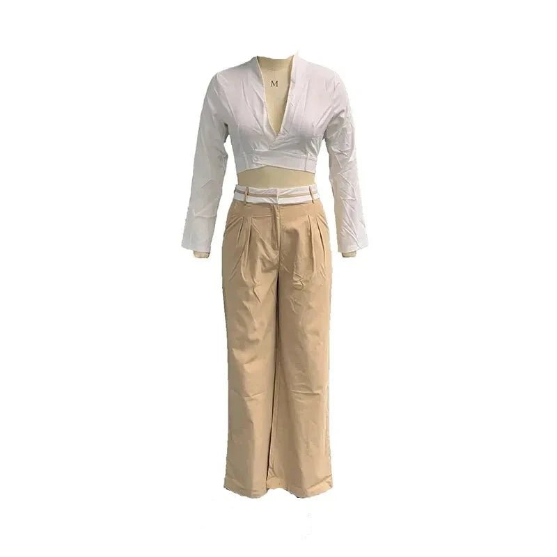 Audrey | Tweedelige Casual Zomer Set - Khaki - #Calora#