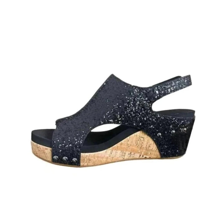 Aurelia | Glitter Sandalen - Zwart - #Calora#