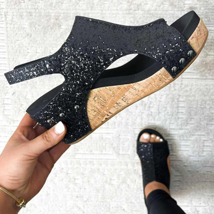 Aurelia | Glitter Sandalen - Zwart - #Calora#