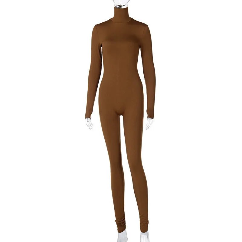 Ava | Stijlvolle Elastische Jumpsuit - Bruin - #Calora#