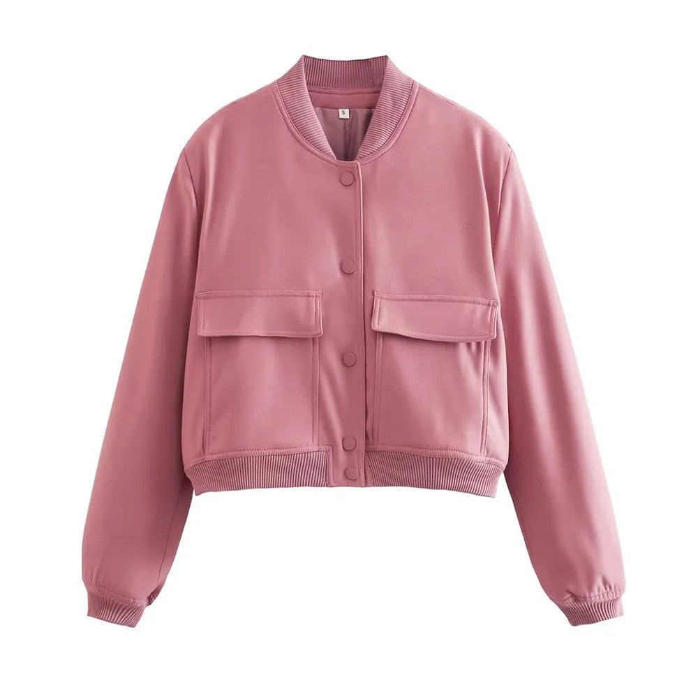 Aveline | Kleurrijke Lente Bomber Jas - Roze - #Calora#