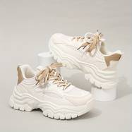 Elegante Witte Beige Strik Sneakers