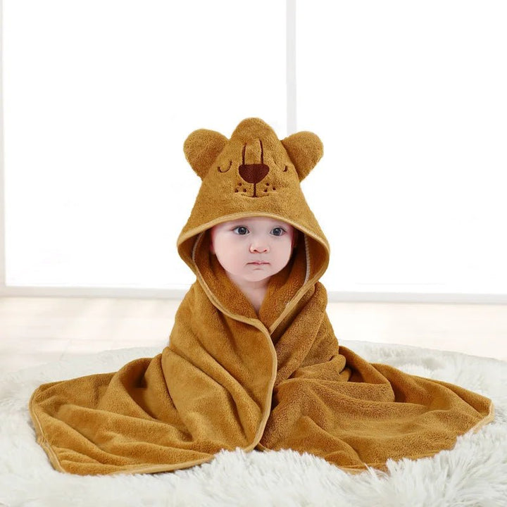 Bartje | Schattige Baby Handdoek badjas - Bruin - leeuw - #Calora#