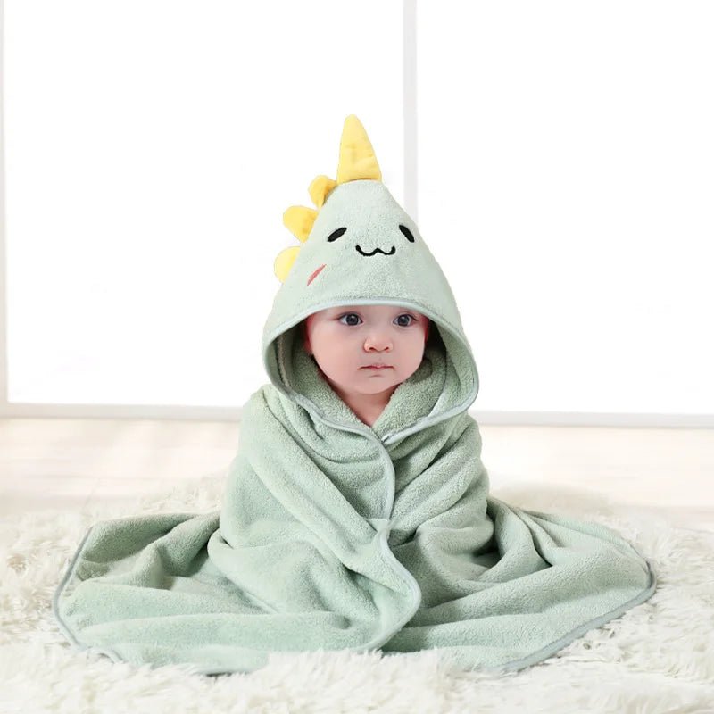 Bartje | Schattige Baby Handdoek badjas - Groen - dino - #Calora#