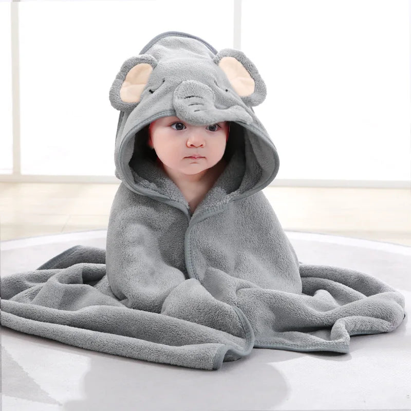 Bartje | Schattige Baby Handdoek badjas - Grijs - olifant - #Calora#