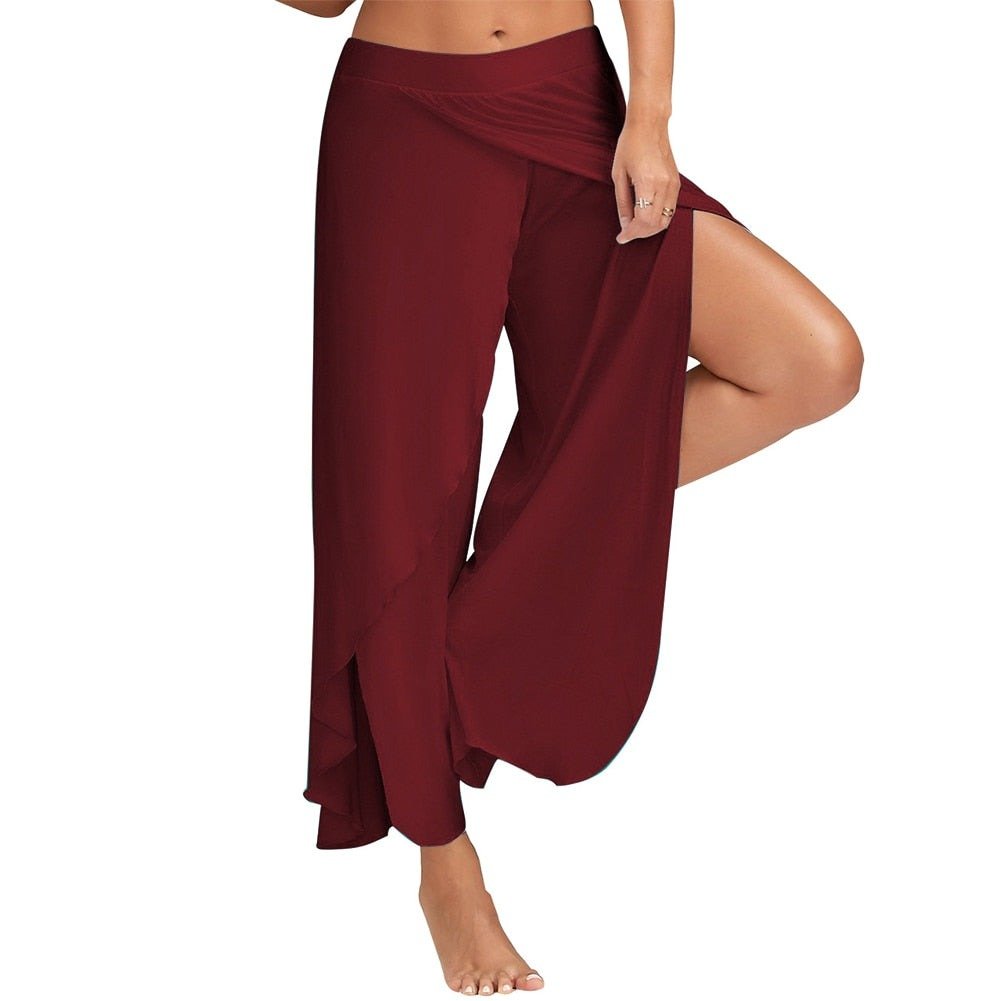 Beatrice | Hoge Yoga Broek - Bordeaux rood - #Calora#