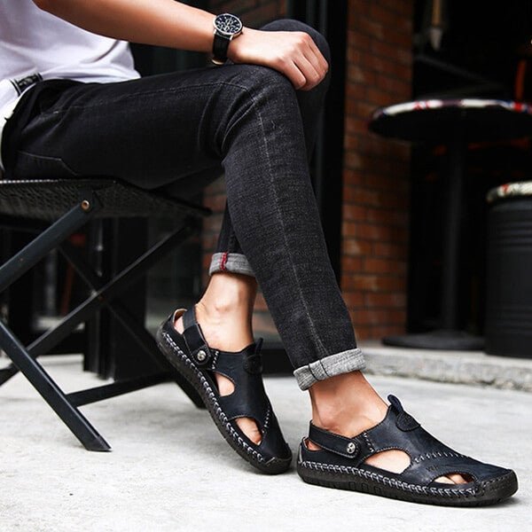 Benedict | Splitleer Sandalen - Kaki - #Calora#