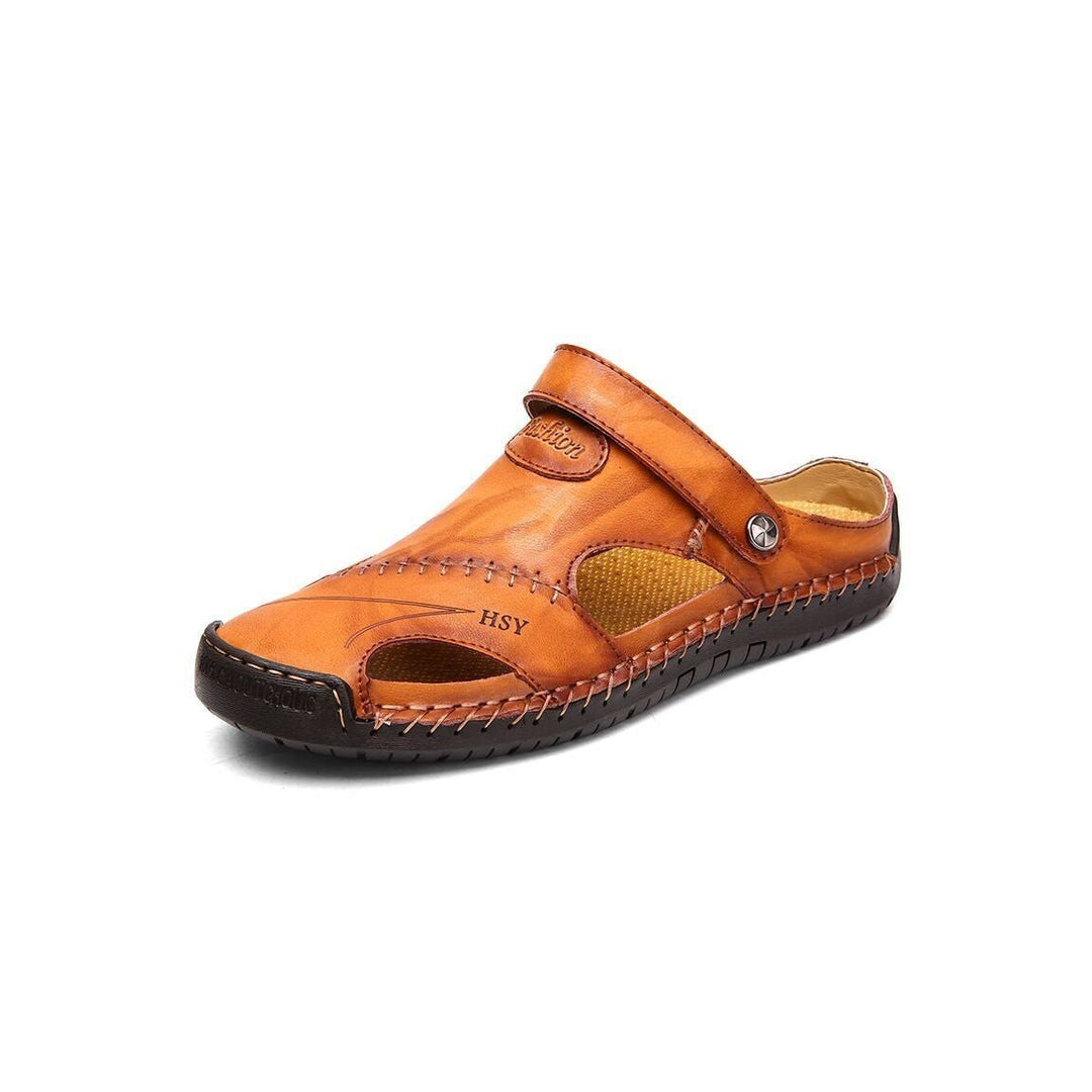 Benedict | Splitleer Sandalen - Geelbruin - #Calora#