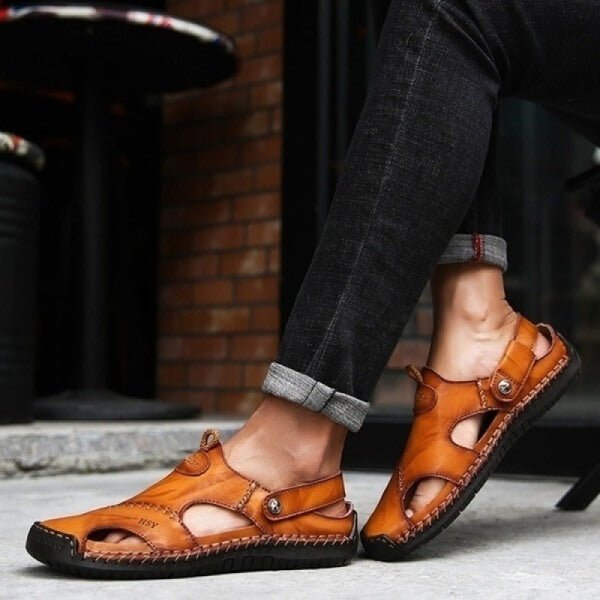 Benedict | Splitleer Sandalen - Kaki - #Calora#