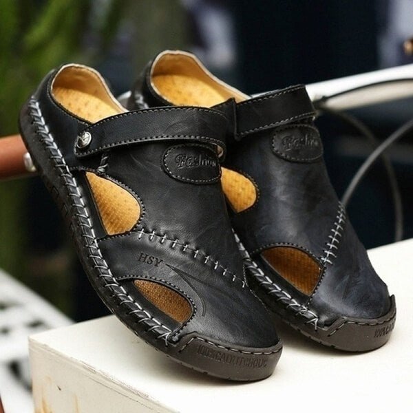 Benedict | Splitleer Sandalen - Zwart - #Calora#