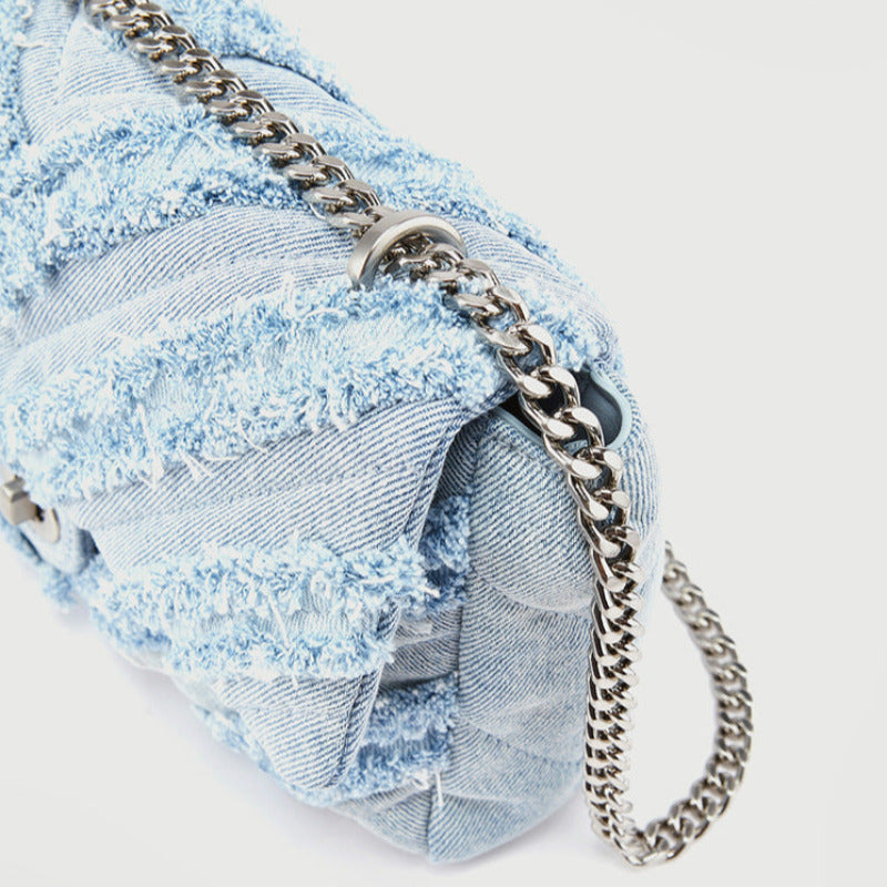 Denim Schoudertas met Ketting