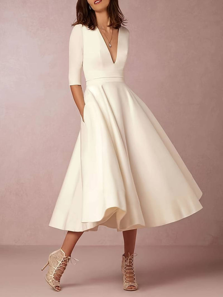 CALORA_ Fundira | Retro 60s A-lijn Maxi Swing Jurk