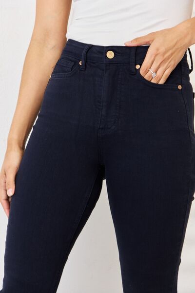 Elvira | Zwart geverfde Skinny Jeans met buikcontrole