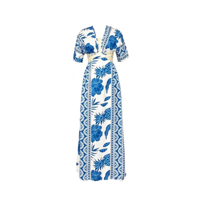 Cadora | Maxi Zomer Jurk Unieke Print - Lange maxi jurk print - XS - #Calora#