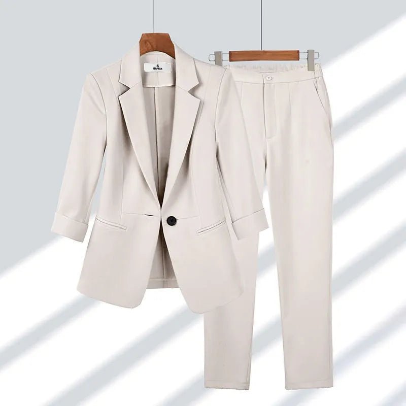 Caprice | Elegante Blazer Set - Beige - #Calora#