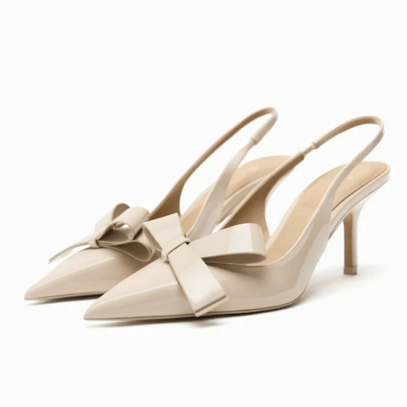 Carmine | Elegante Hakken Pumps met strik-Hakken-Calora-Beige-36-Calora